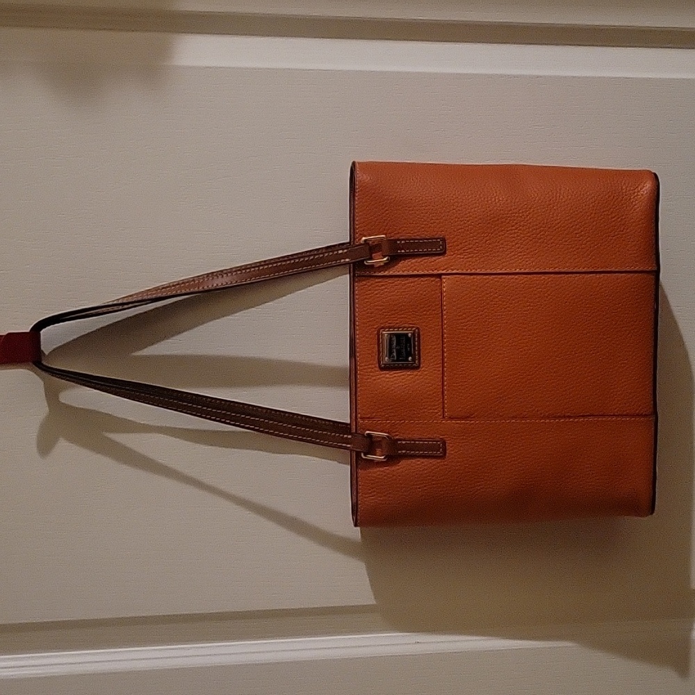Dooney & Bourke Orange Leather Tote with Minimalist Design